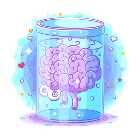 A tube of brain juice with the blue liquid of illustrationのイラスト素材
