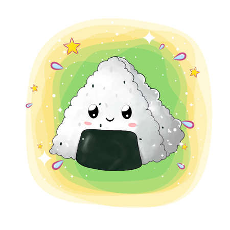 The triangle happy onigiri with her eyes of illustrationのイラスト素材