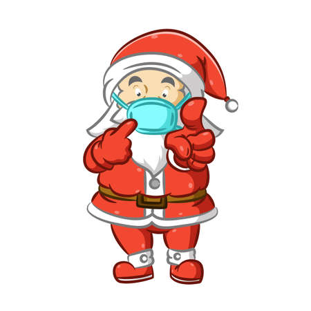 The illustration of the Santa Claus remembering to using the mask for celebrate the Christmasのイラスト素材