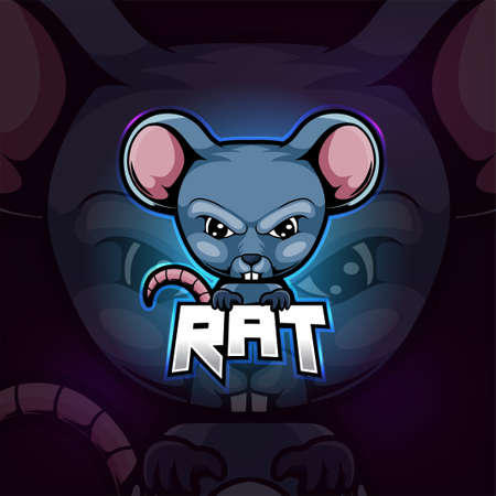 Rat mascot esport logo design of illustrationのイラスト素材