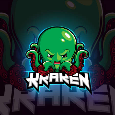 Kraken mascot esport logo design of illustrationのイラスト素材