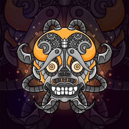 The golden steam punk for esport logo design of illustrationのイラスト素材