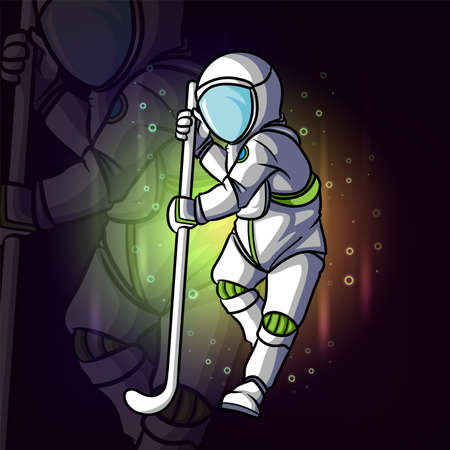 The astronaut playing the hockey of illustrationのイラスト素材