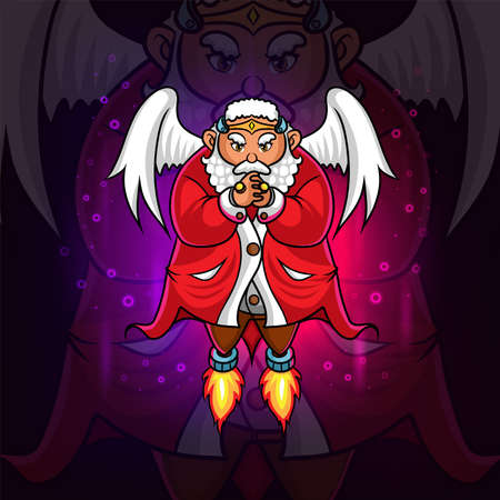 The guardian santa clause and angel mascot of illustrationのイラスト素材
