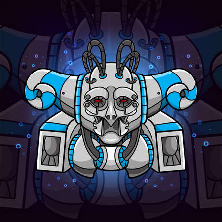 The metal blue steam punk for esport mascot inspiration of illustrationのイラスト素材