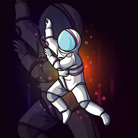The cool astronaut flying in the outer space of illustrationのイラスト素材