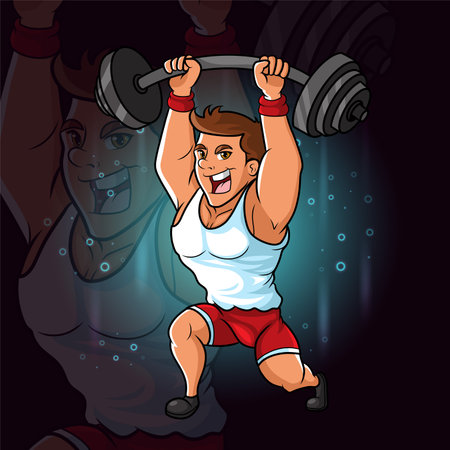 The professional Fit young man lifting barbell of illustrationのイラスト素材