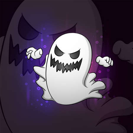 The smiling ghost esport logo design of illustrationのイラスト素材