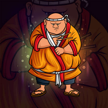 The master chef with the kitchen tools esport mascot design of illustrationのイラスト素材