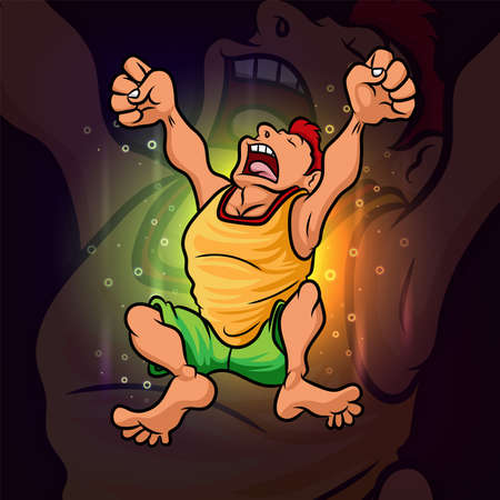 The cool stretching man esport mascot design of illustrationのイラスト素材