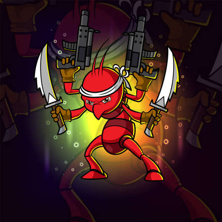 The shooter ant esport logo design of illustrationのイラスト素材