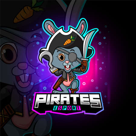 The pirates rabbit esport mascot design of illustrationのイラスト素材