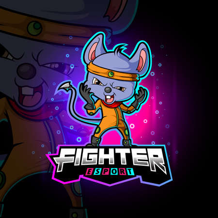 The agile fighter mouse esport logo design of illustrationのイラスト素材