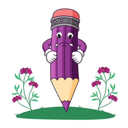 The scary pencil is giving the sad pencil of illustrationのイラスト素材