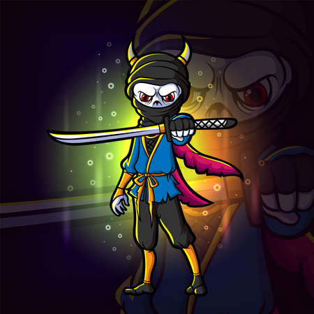 The grim with the sword e sport design of illustrationのイラスト素材