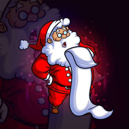 The santa reads the wishes paper e sport design of illustrationのイラスト素材