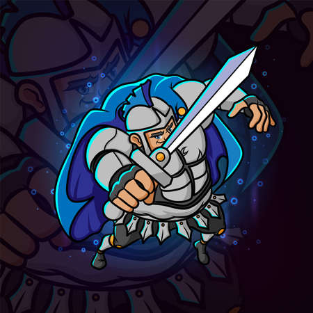 The knight with the sword and armor e sport mascot design of illustrationのイラスト素材