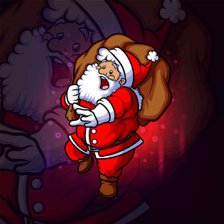 The santa with the shocked expression e sport mascot design of illustrationのイラスト素材