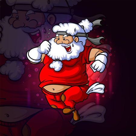 The marathon santa e sport mascot design of illustrationのイラスト素材