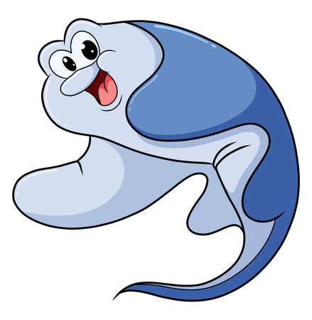 The hand drawing of the stingray is swimming happily of illustrationのイラスト素材