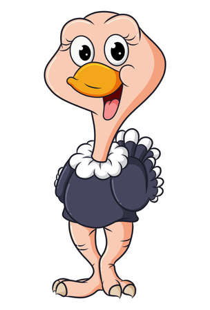 The brave girly ostrich is posing the cute expression of illustrationのイラスト素材