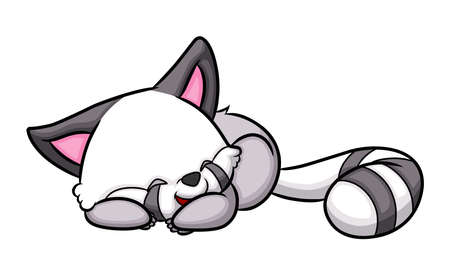 The happy raccoon is sleeping with the happy face of illustrationのイラスト素材
