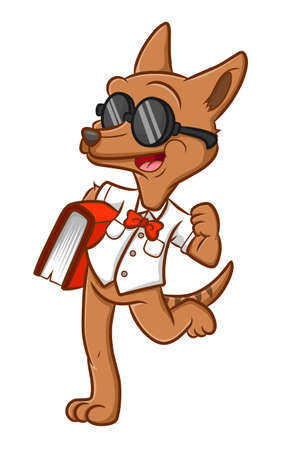 The student tasmania is walking and wearing a glasses of illustrationのイラスト素材