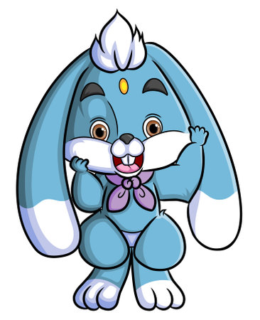 The cute rabbit with the long ears and sitting with the cute expression of illustrationのイラスト素材