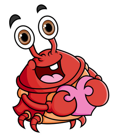 The cute crab is hugging and holding a heart shape love of illustrationのイラスト素材