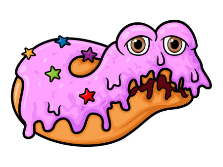 Monster doughnut cartoon mascot character of illustrationのイラスト素材