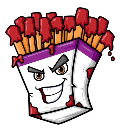 Monster french fries cartoon mascot character of illustrationのイラスト素材