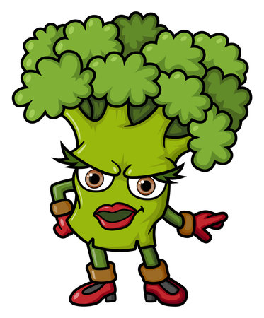 Broccoli cartoon character mascot design of illustrationのイラスト素材