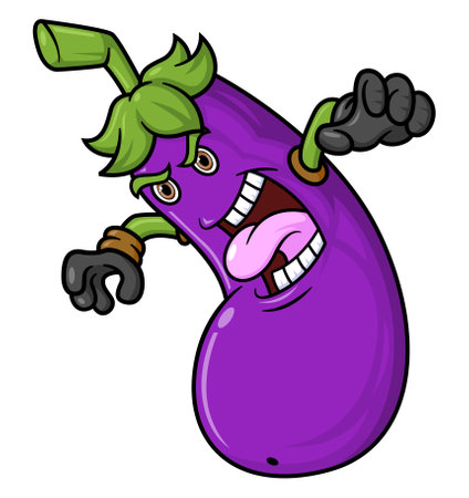 Eggplant cartoon character mascot design of illustrationのイラスト素材