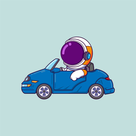 Cute Astronaut Driving Car Cartoon character of illustrationのイラスト素材