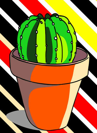 Beautiful cactus on a multicolored background.  Cactus with blue, black, red background.の写真素材