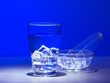 A glass of fresh ice water.の写真素材