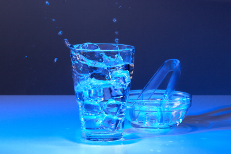 A glass of fresh ice water.の写真素材