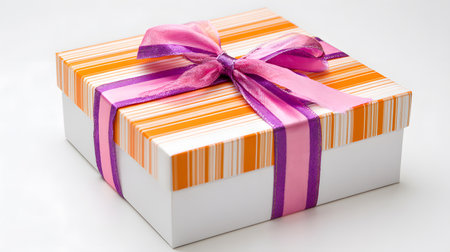 Gift box on white background with clipping path. (Selective focus)の写真素材