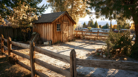 Old farmhouse in the middle of the forest in California, USAの写真素材