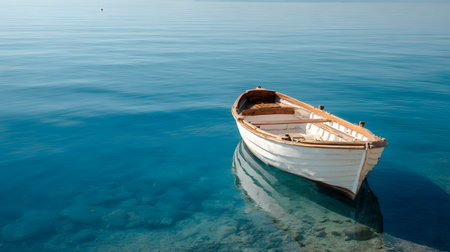 Fishing boat on the blue water of the Adriatic Seaの写真素材