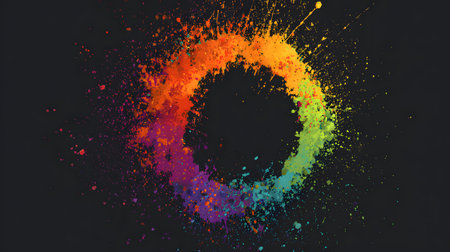 Colorful splashes of paint on a black background. 3d renderingの写真素材
