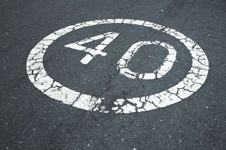 40 sign on the roadの写真素材