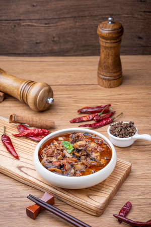 Gourmet delicious home cooking shiitake mushroom meat slicesの写真素材