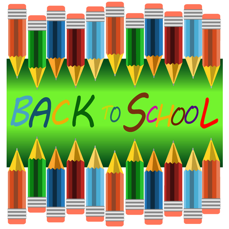 Back to school banner, sign, Colour pencils ,green board,Study icon,background ,vectorのイラスト素材
