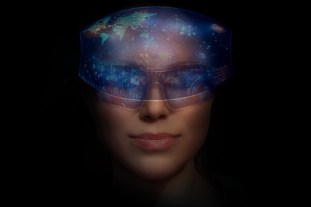 woman with the virtual glassesの写真素材