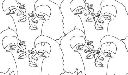 Fashion females figures in modern black and white line styleのイラスト素材