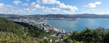 Mount Victoria wide view of Wellington City & Waterfrontの写真素材