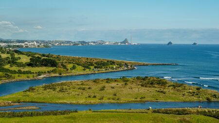 New Plymouth river and bay aerialの写真素材
