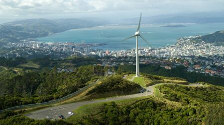 Wellington Turbine with Wellington Cityの写真素材