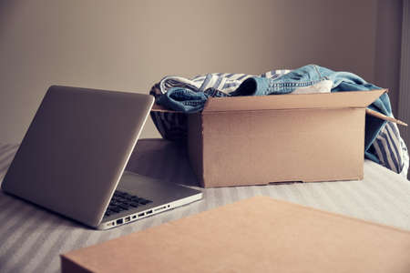 Card box with clothes insideの写真素材